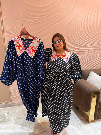Roselle Crepe Polka Dress
