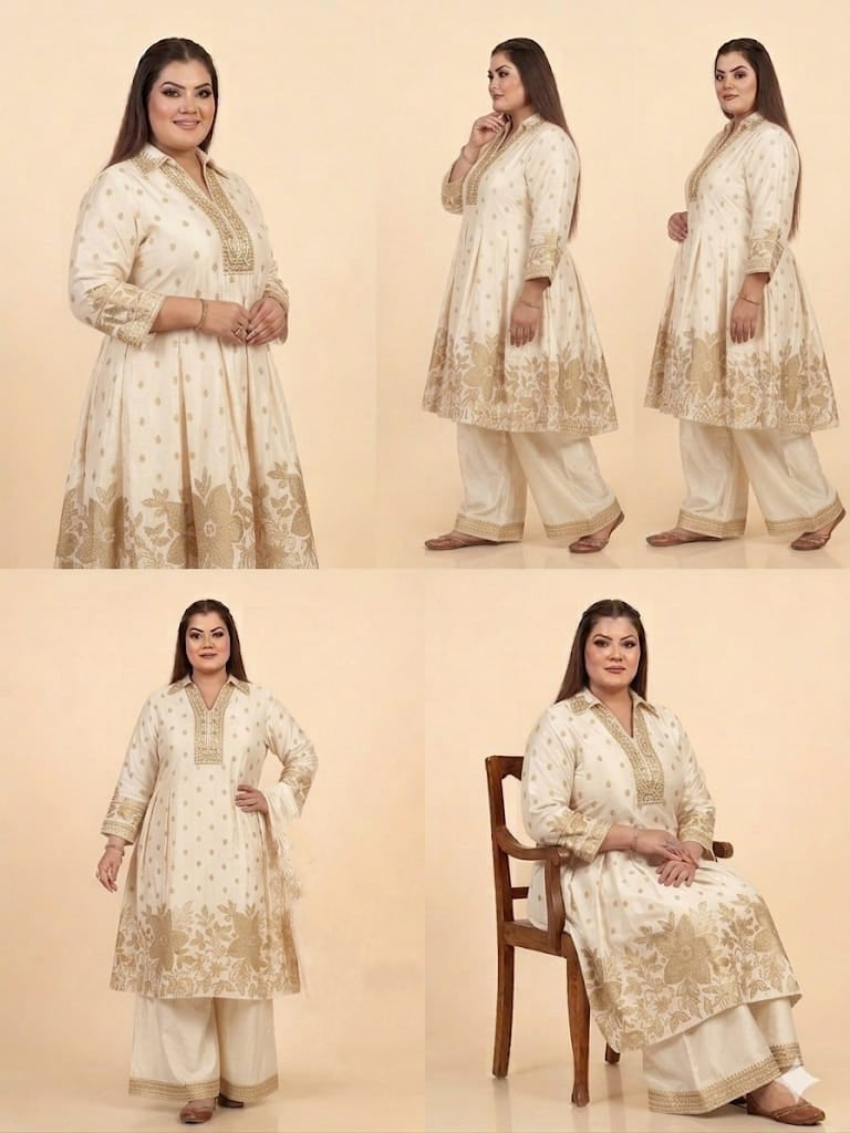 Elegance embroidered Short Anarkali Set (Crepe)