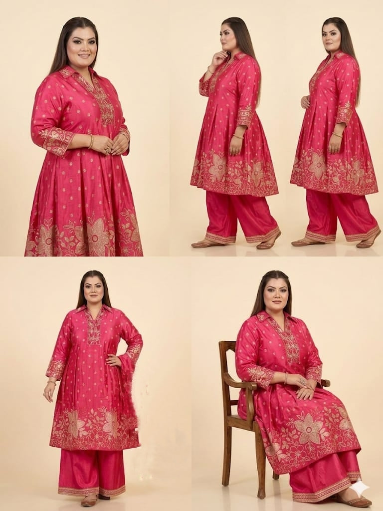 Elegance embroidered Short Anarkali Set (Crepe)