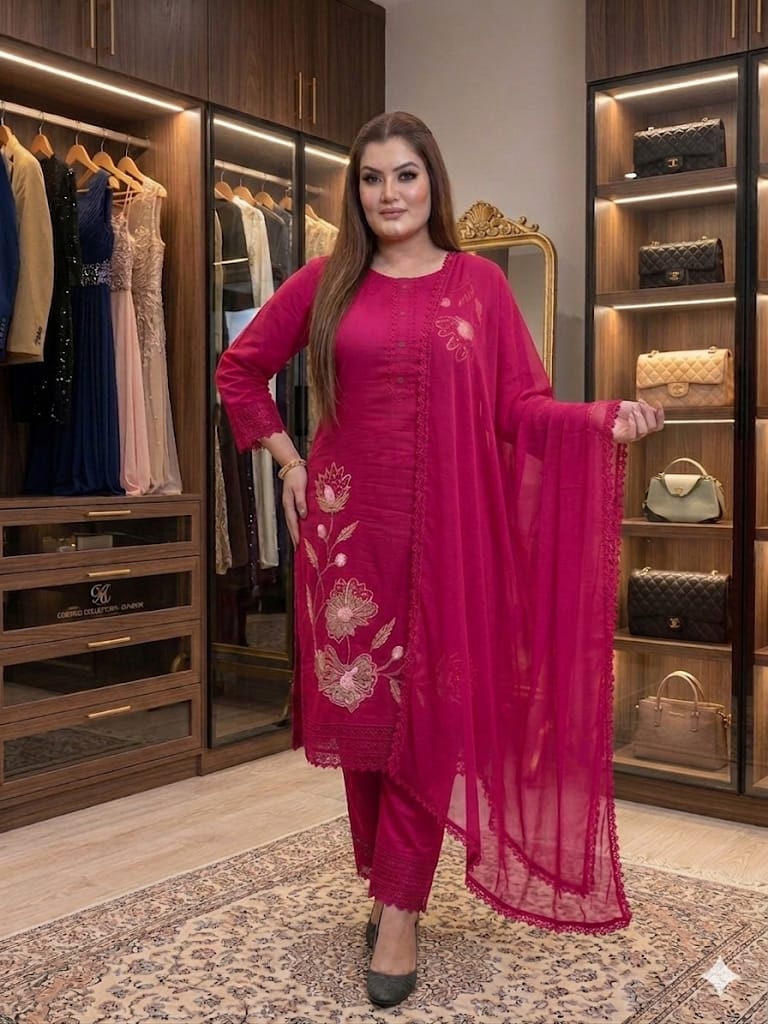 Elegant Embroidered Kurta Set (Cotton)