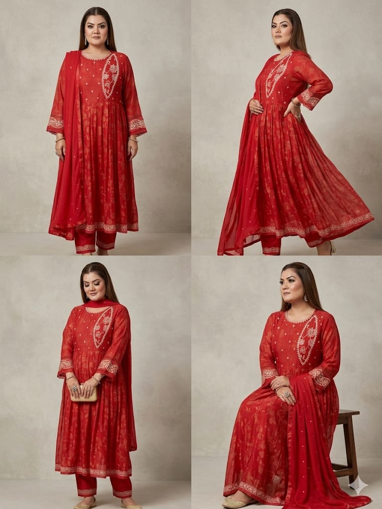 Embroidered Anarkali Suit Set (Georgette)