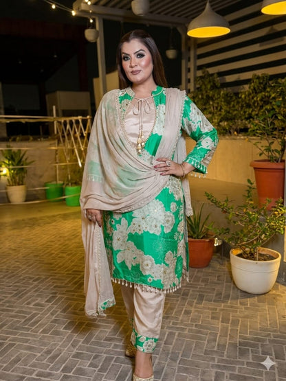 Emerald Bloom Suit Set (Crepe)